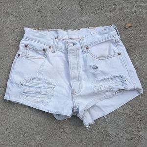 Vintage 90's 501 Levi's Bleached Out Distressed Denim Jean Shorts